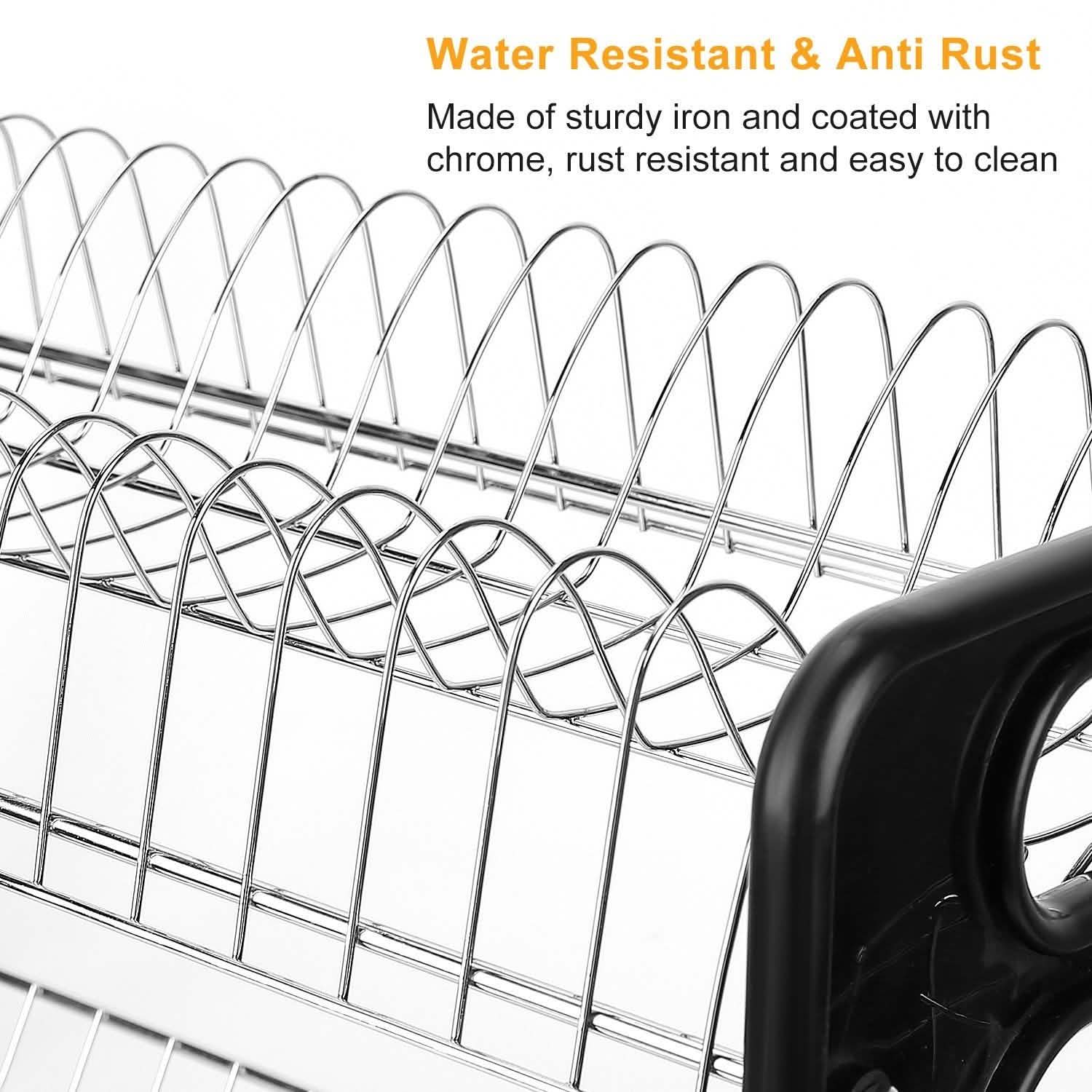 2-Tier Dish Drying Rack Drainboard Set Kitchen Storage - Tophatter Daily Deals