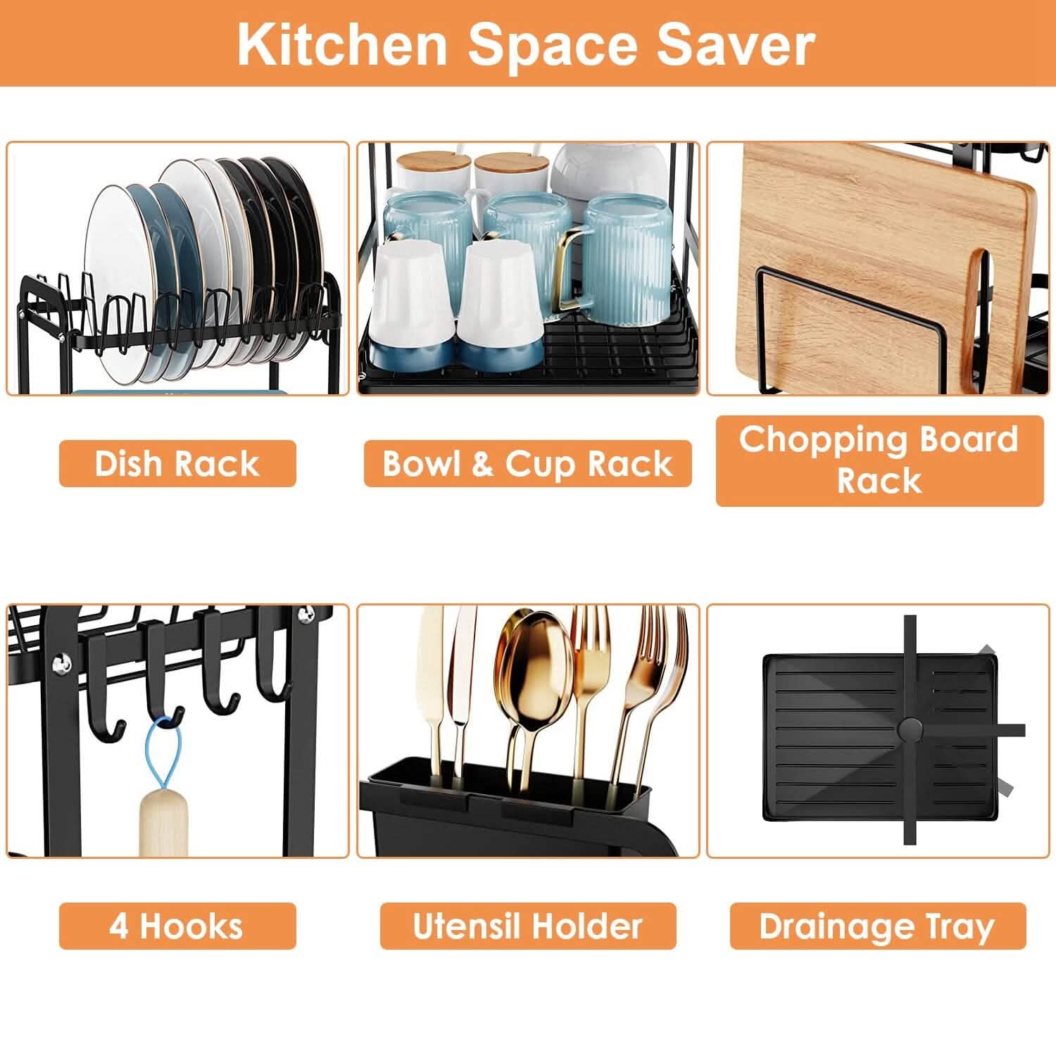 2-Tier Dish Drying Rack Kitchen Storage - Tophatter Daily Deals