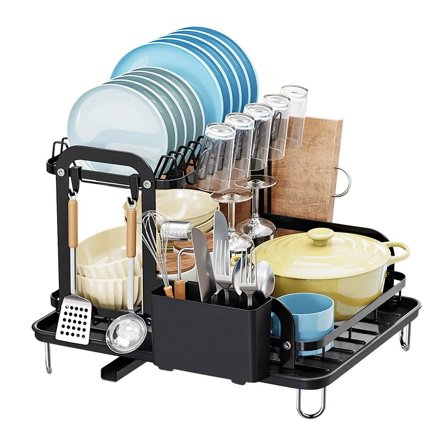 2-Tier Dish Drying Rack Kitchen Storage - Tophatter Daily Deals