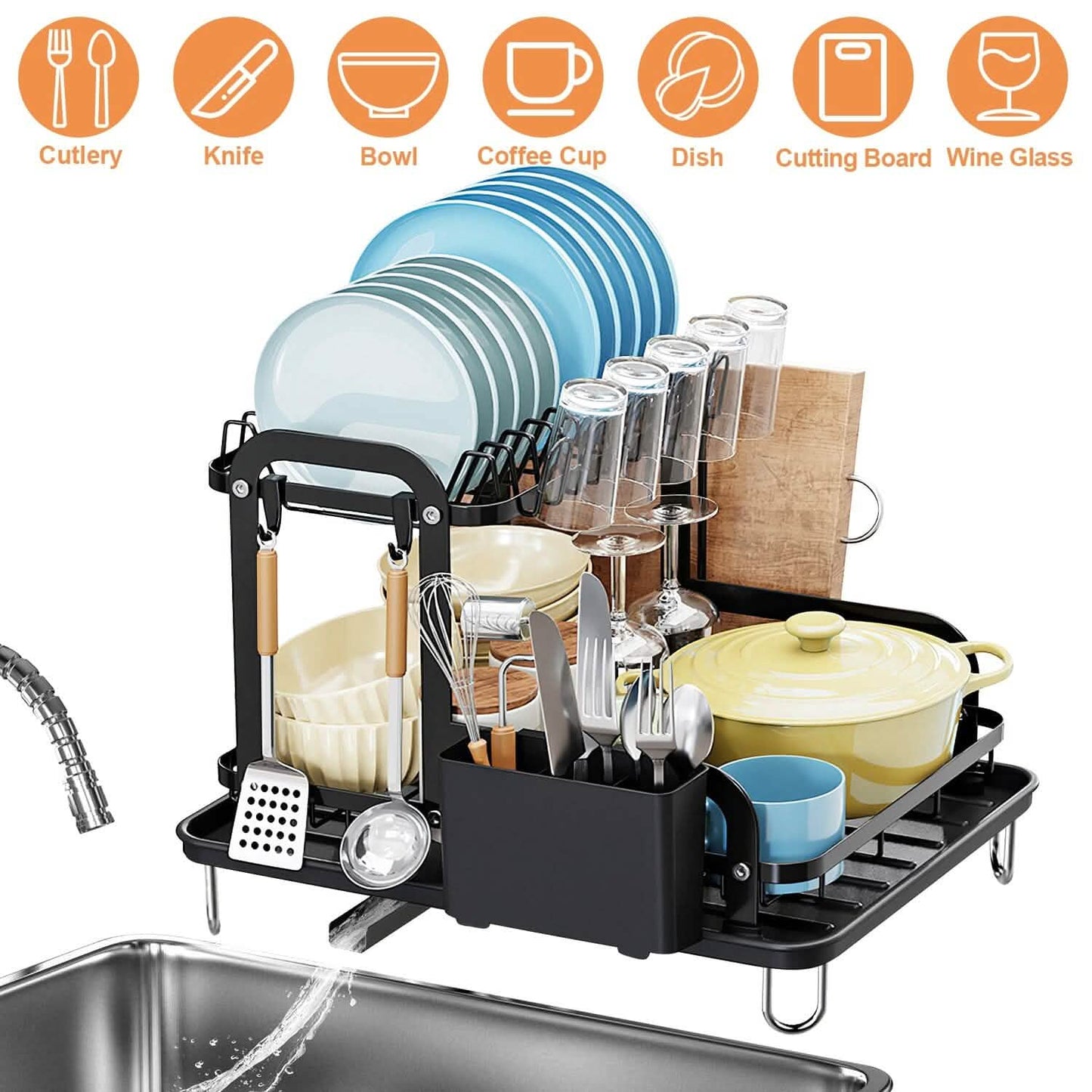 2-Tier Dish Drying Rack Kitchen Storage - Tophatter Daily Deals