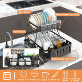 2-Tier Dish Rack Drainer Organizer Set with Utensil Cup Holder Rack Swivel Spout Kitchen Storage - Tophatter Daily Deals