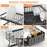 2-Tier Dish Rack Drainer Organizer Set with Utensil Cup Holder Rack Swivel Spout Kitchen Storage - Tophatter Daily Deals