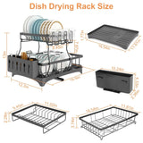 2-Tier Dish Rack Drainer Organizer Set with Utensil Cup Holder Rack Swivel Spout Kitchen Storage - Tophatter Daily Deals