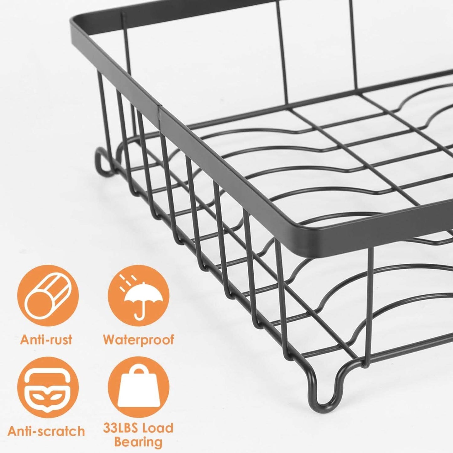 2-Tier Dish Rack Drainer Organizer Set with Utensil Cup Holder Rack Swivel Spout Kitchen Storage - Tophatter Daily Deals