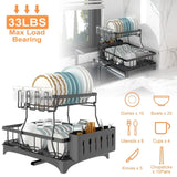 2-Tier Dish Rack Drainer Organizer Set with Utensil Cup Holder Rack Swivel Spout Kitchen Storage - Tophatter Daily Deals
