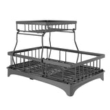 2-Tier Dish Rack Drainer Organizer Set with Utensil Cup Holder Rack Swivel Spout Kitchen Storage - Tophatter Daily Deals