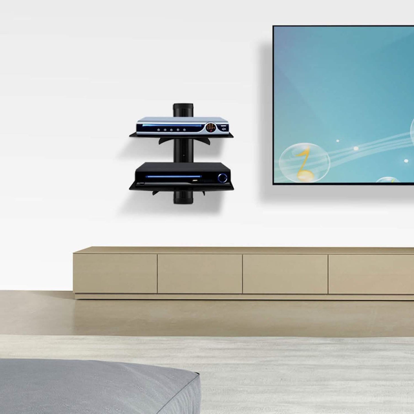 2 Tier Dual Glass Shelf Wall Mount TV & Video - Tophatter Daily Deals