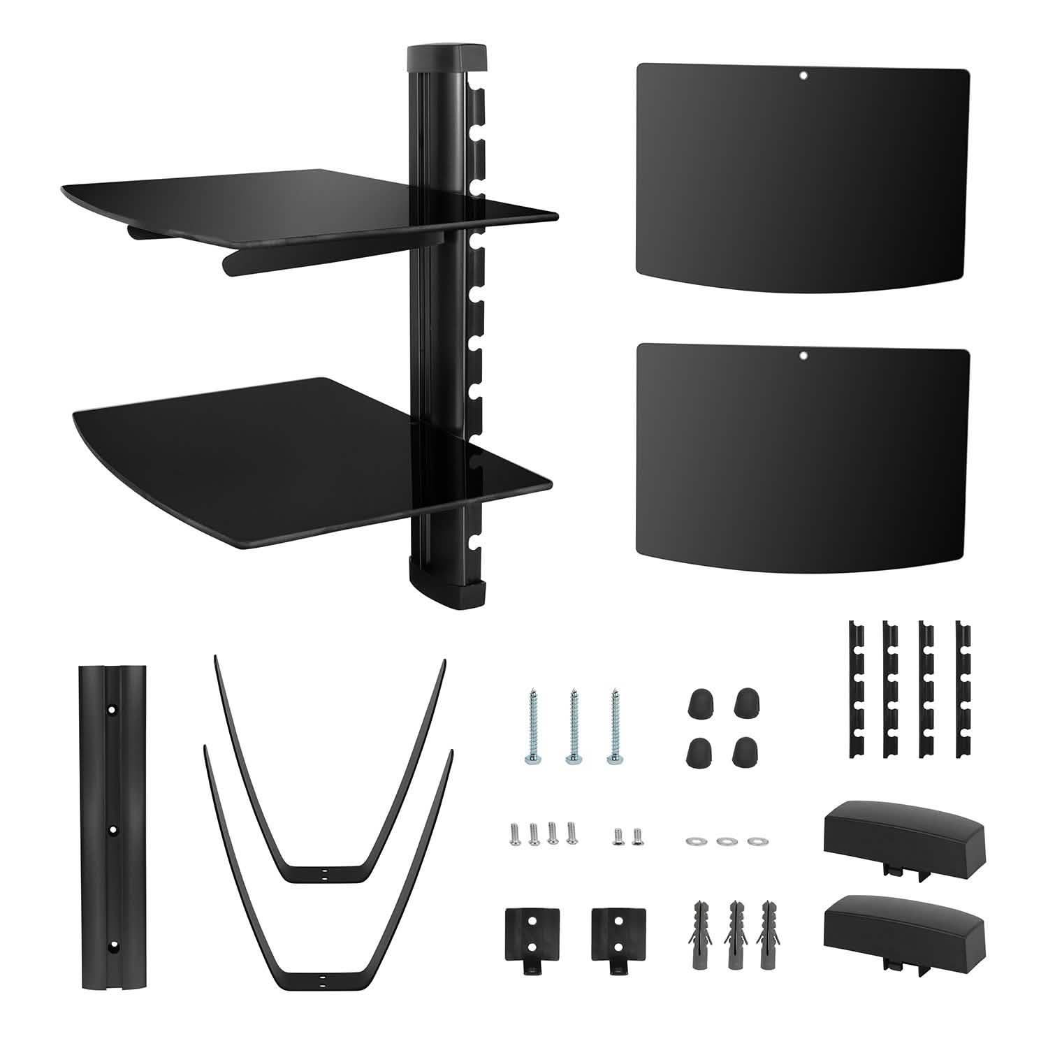 2 Tier Dual Glass Shelf Wall Mount TV & Video - Tophatter Daily Deals