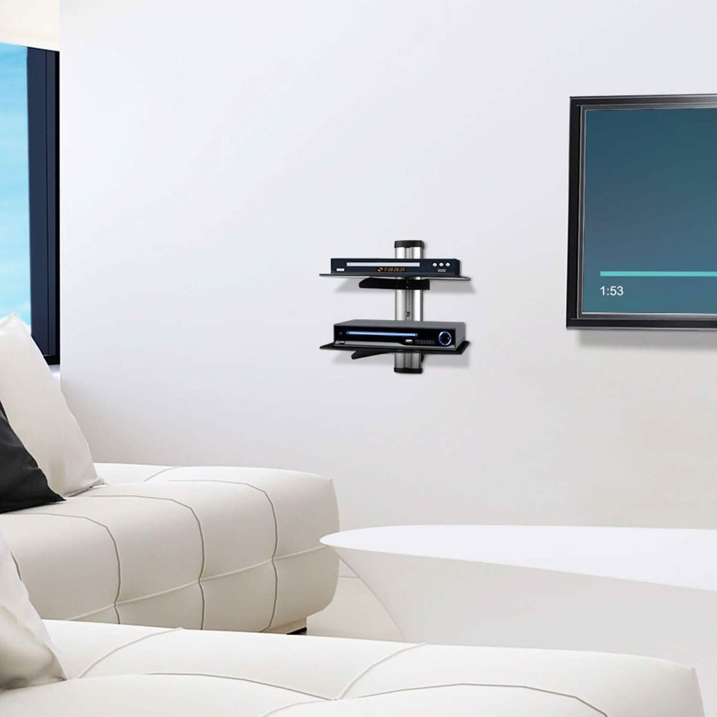 2 Tier Dual Glass Shelf Wall Mount TV & Video - Tophatter Daily Deals