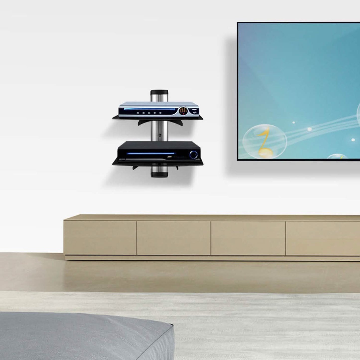 2 Tier Dual Glass Shelf Wall Mount TV & Video - Tophatter Daily Deals