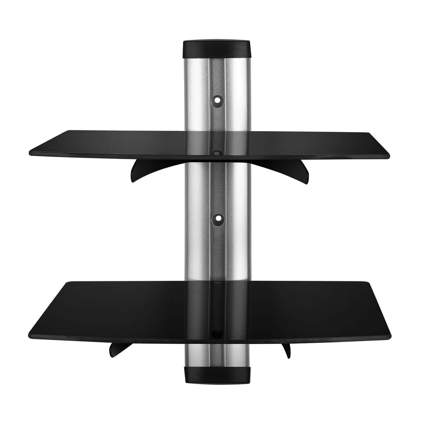 2 Tier Dual Glass Shelf Wall Mount Silver TV & Video - Tophatter Daily Deals