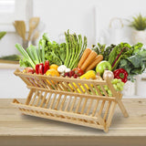 2-Tier Foldable Bamboo Dish Drying Rack Kitchen Storage - Tophatter Daily Deals