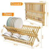 2-Tier Foldable Bamboo Dish Drying Rack Kitchen Storage - Tophatter Daily Deals