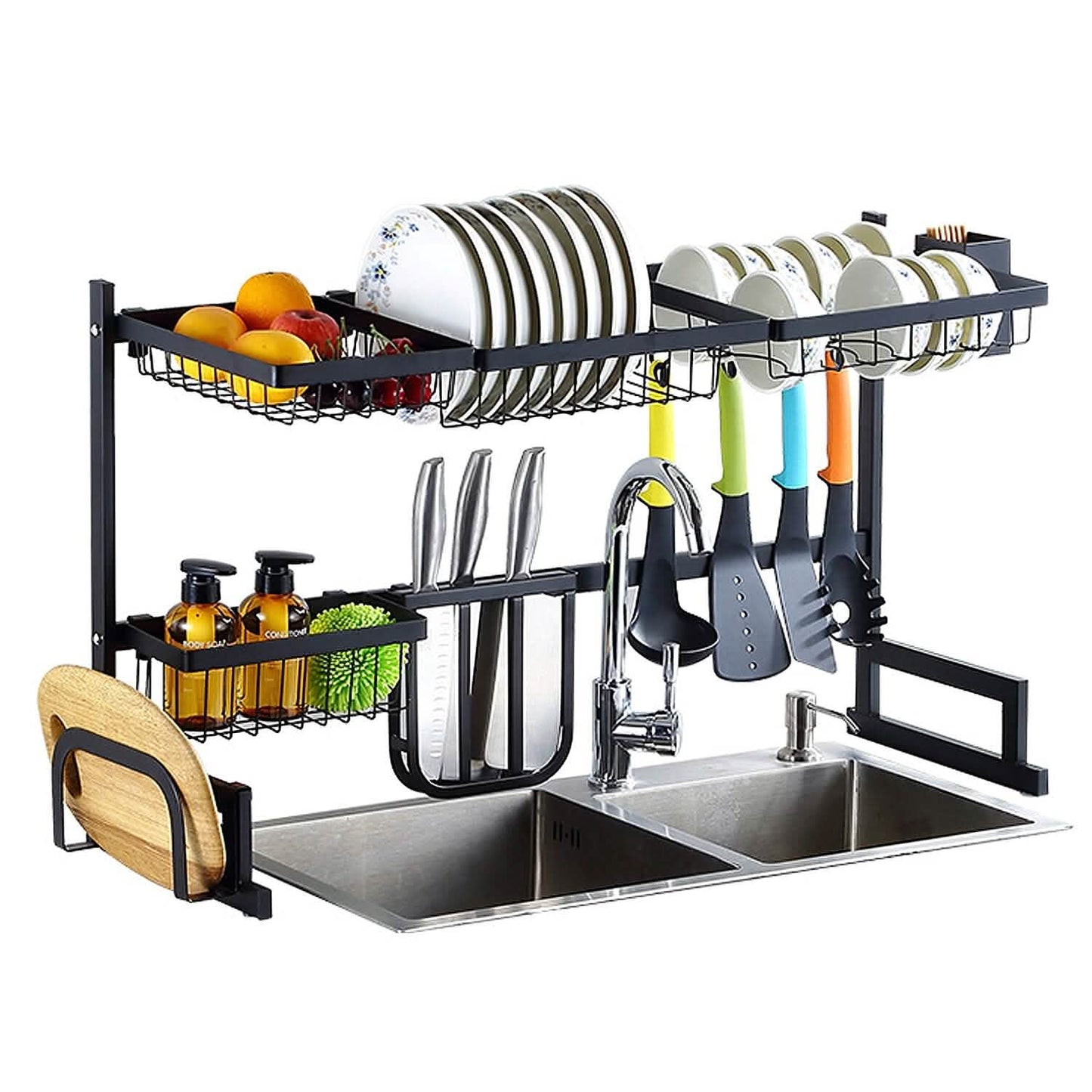 2-Tier Over the Sink Dish Drying Rack Kitchen Storage - Tophatter Daily Deals