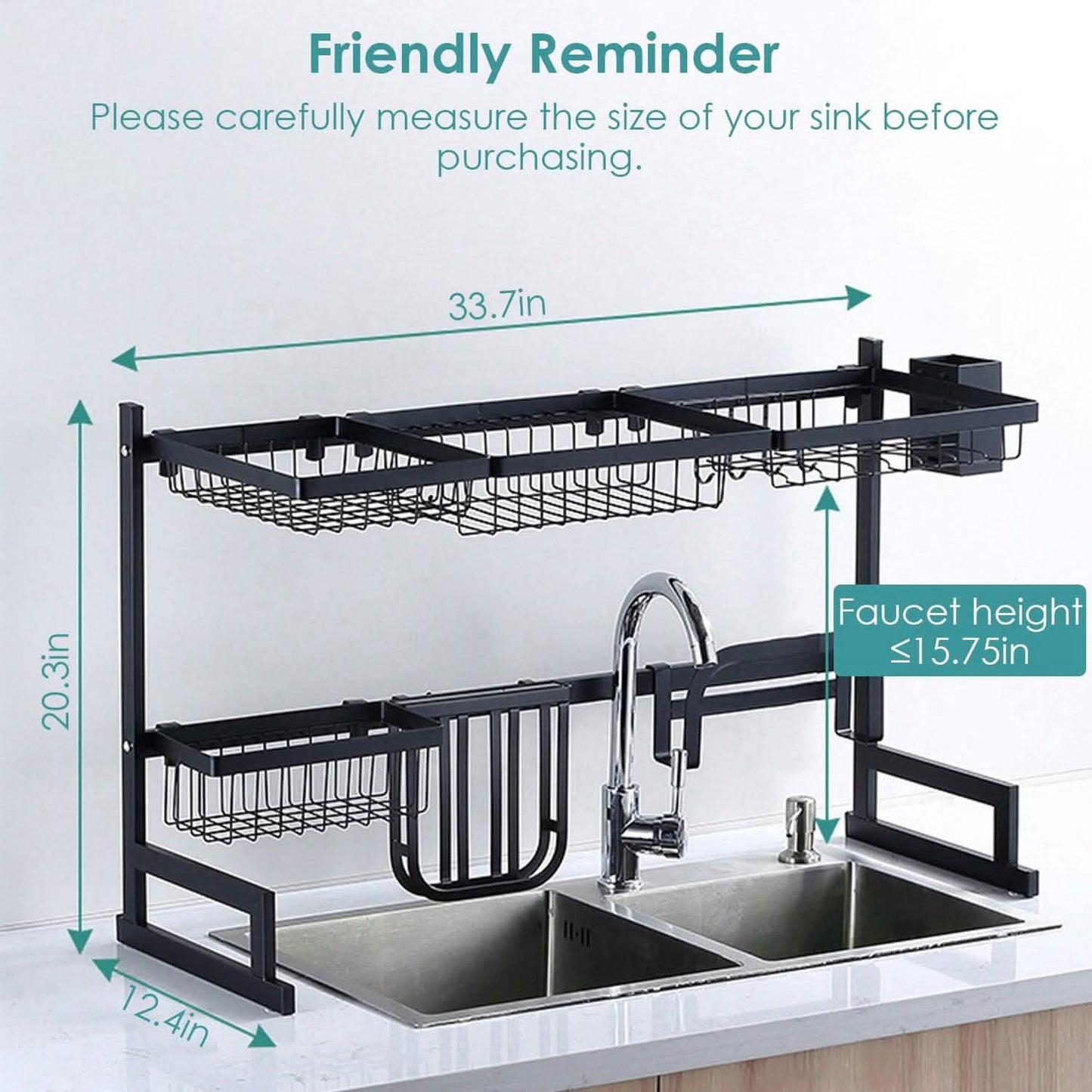 2-Tier Over the Sink Dish Drying Rack Kitchen Storage - Tophatter Daily Deals