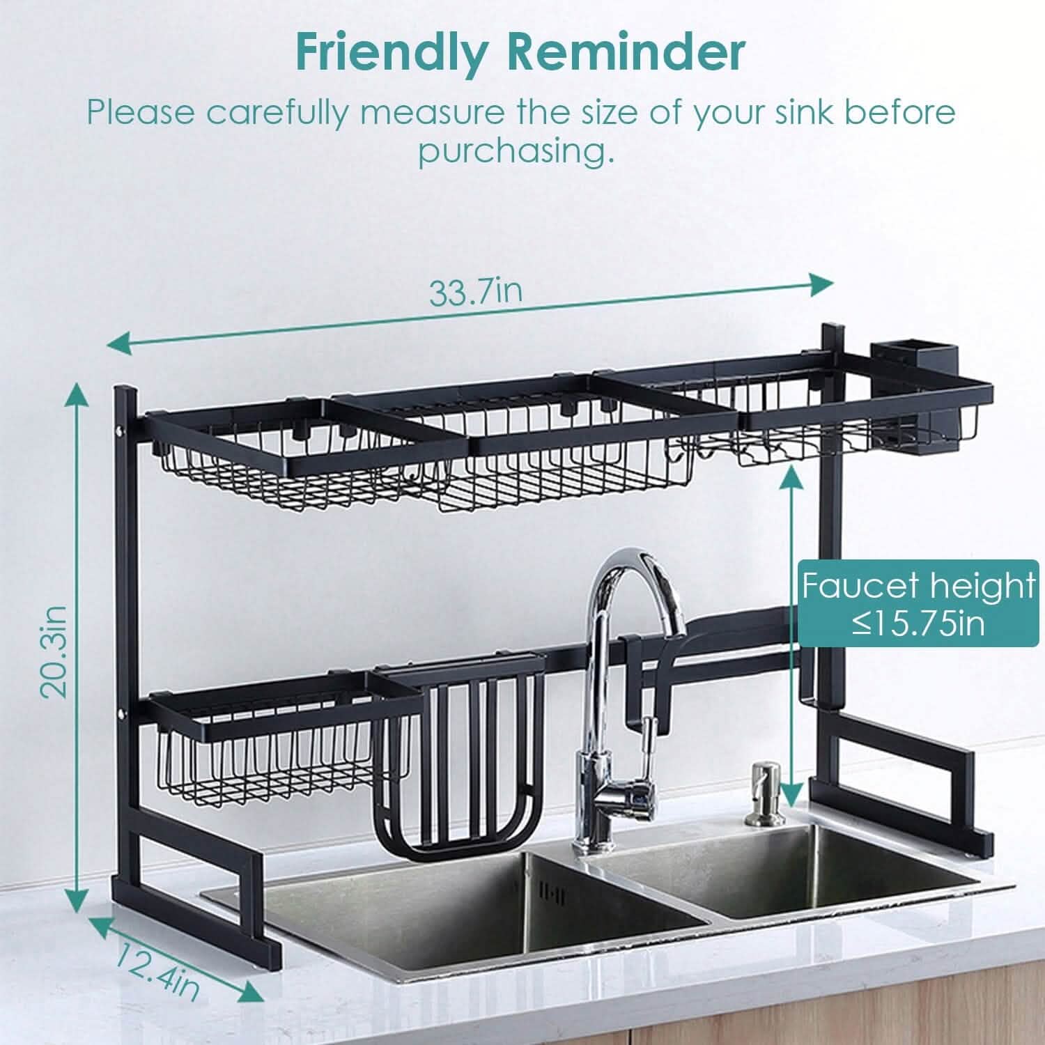 2-Tier Over the Sink Dish Drying Rack Kitchen Storage - Tophatter Daily Deals