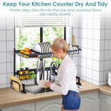 2-Tier Over the Sink Dish Drying Rack Kitchen Storage - Tophatter Daily Deals