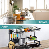2-Tier Over the Sink Dish Drying Rack Kitchen Storage - Tophatter Daily Deals