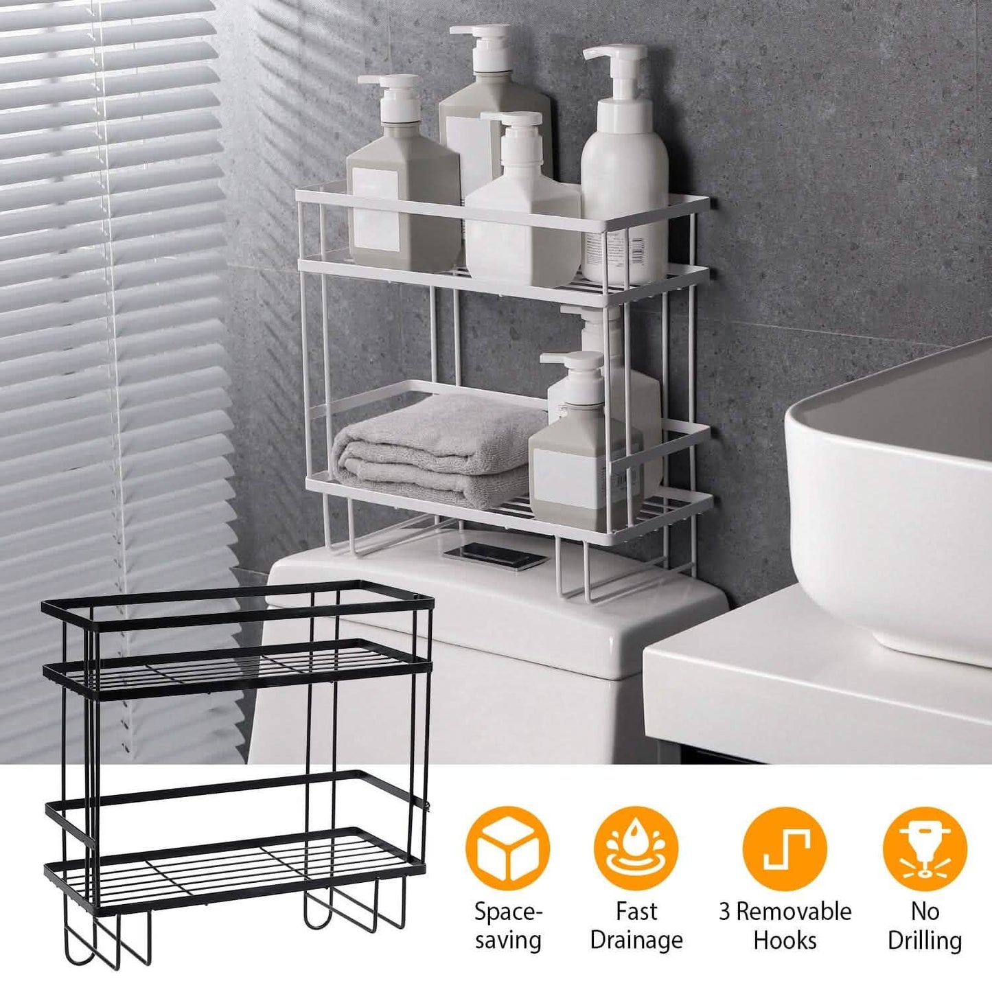 2-Tier Over the Toilet Storage Shelf Rack Bath - Tophatter Daily Deals