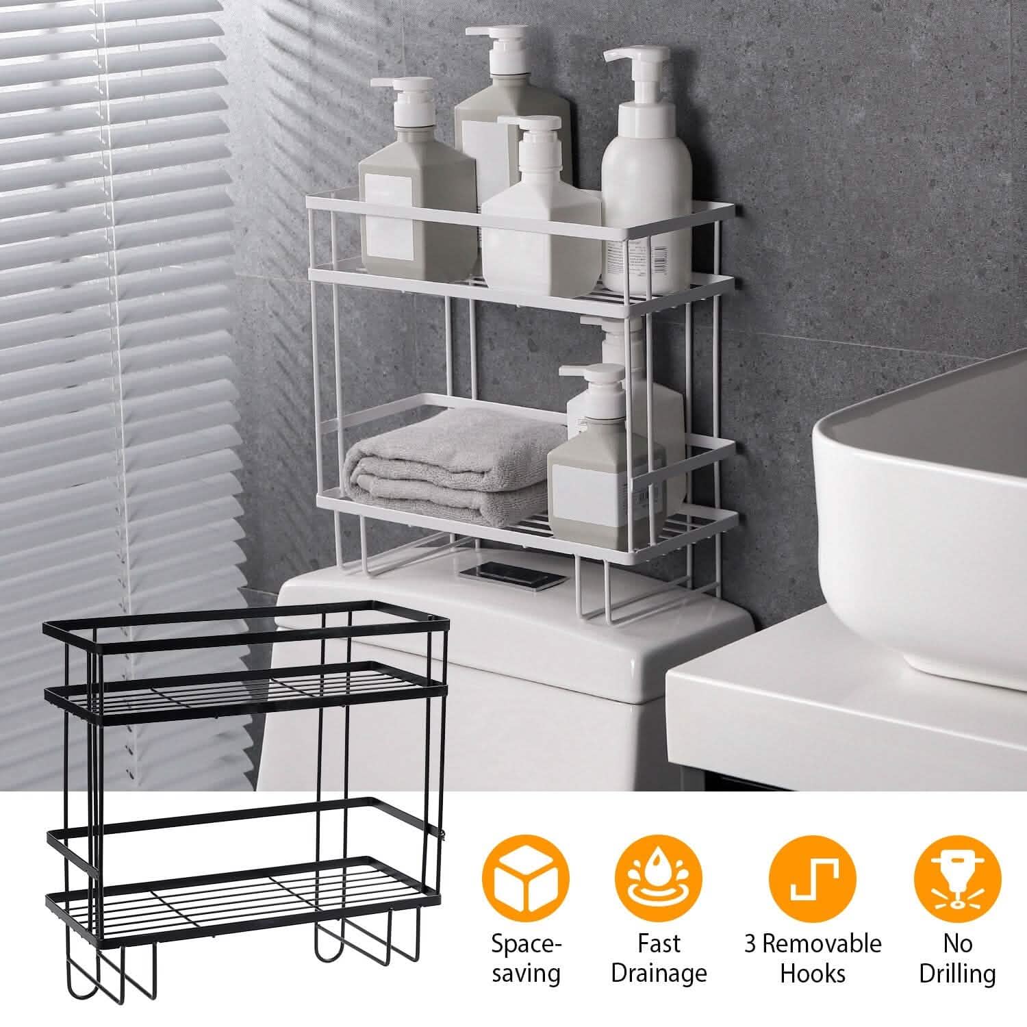 2-Tier Over the Toilet Storage Shelf Rack Bath - Tophatter Daily Deals