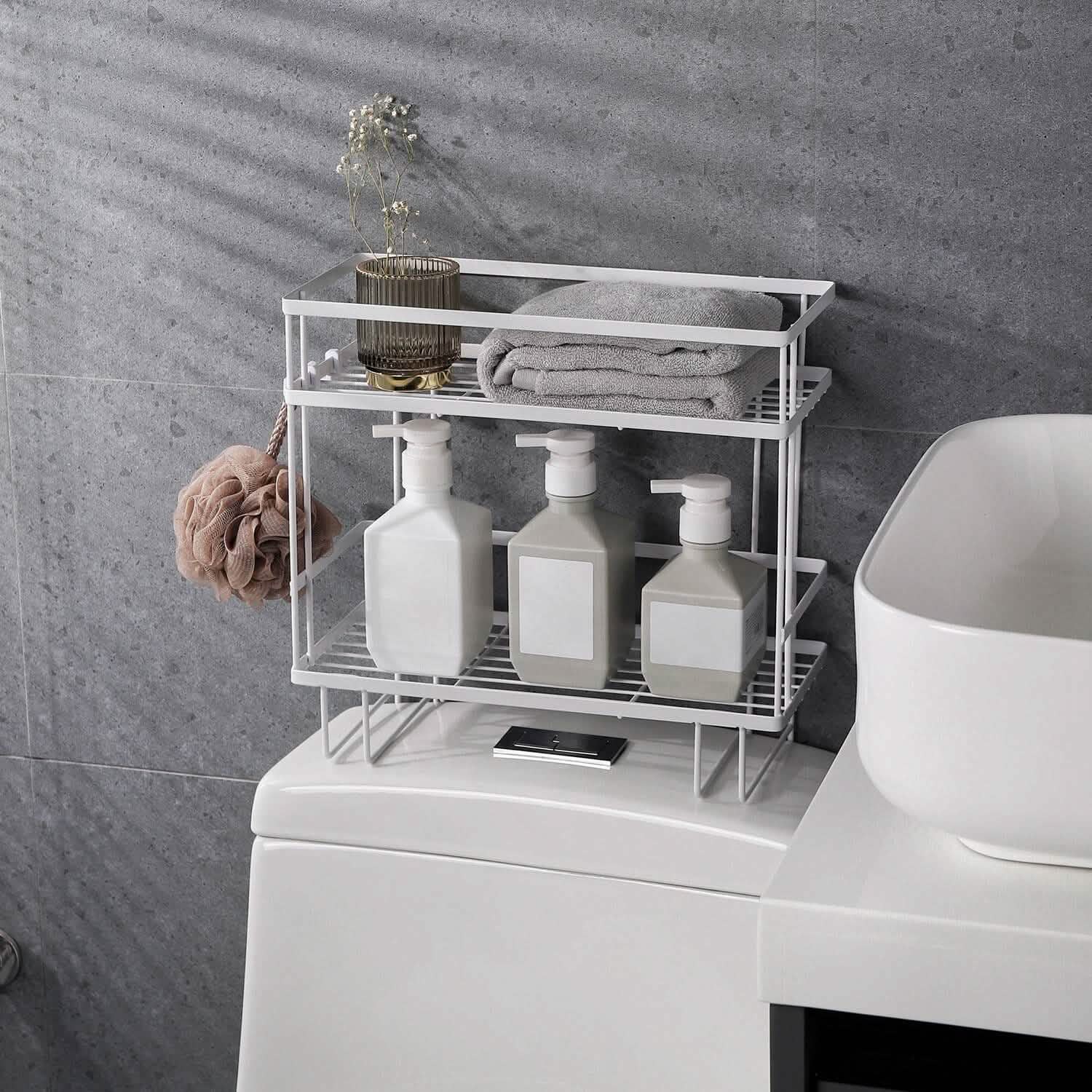 2-Tier Over the Toilet Storage Shelf Rack Bath - Tophatter Daily Deals