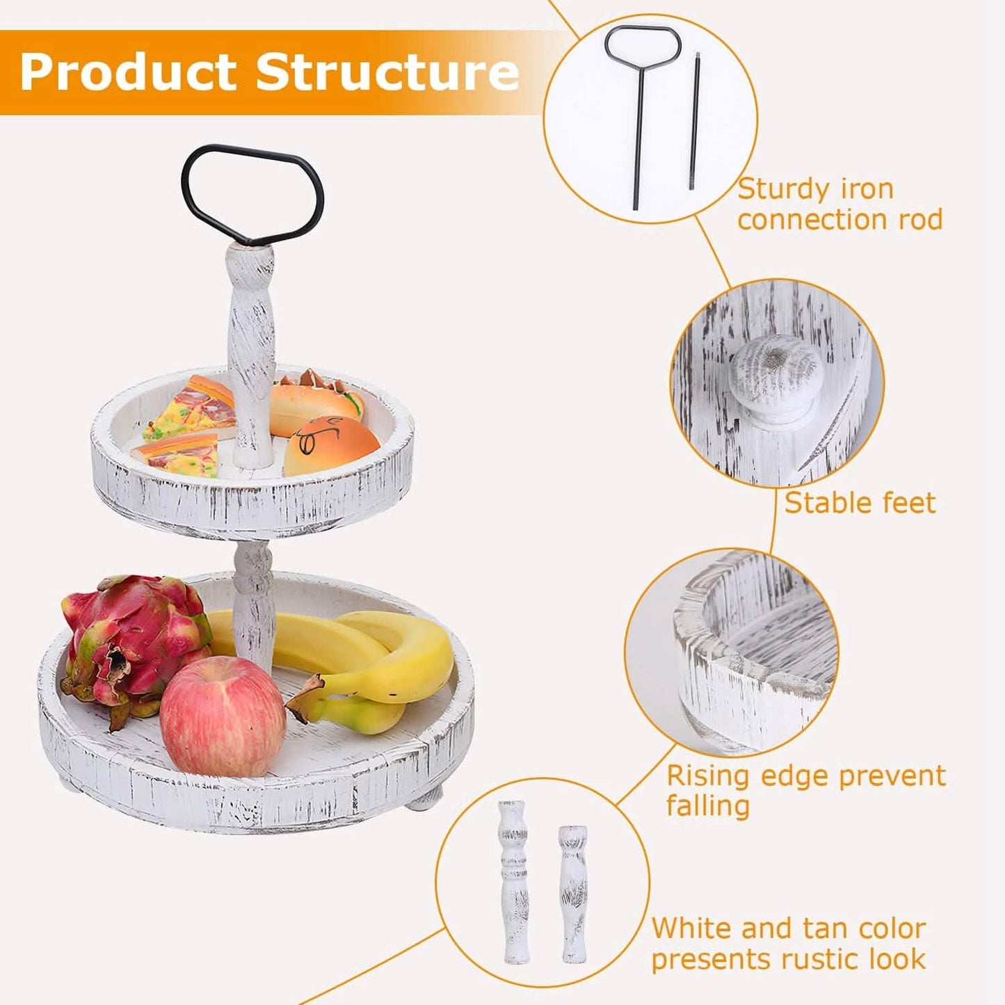 2-Tier Serving Tray Round Farmhouse Kitchen Kitchen Storage - Tophatter Daily Deals