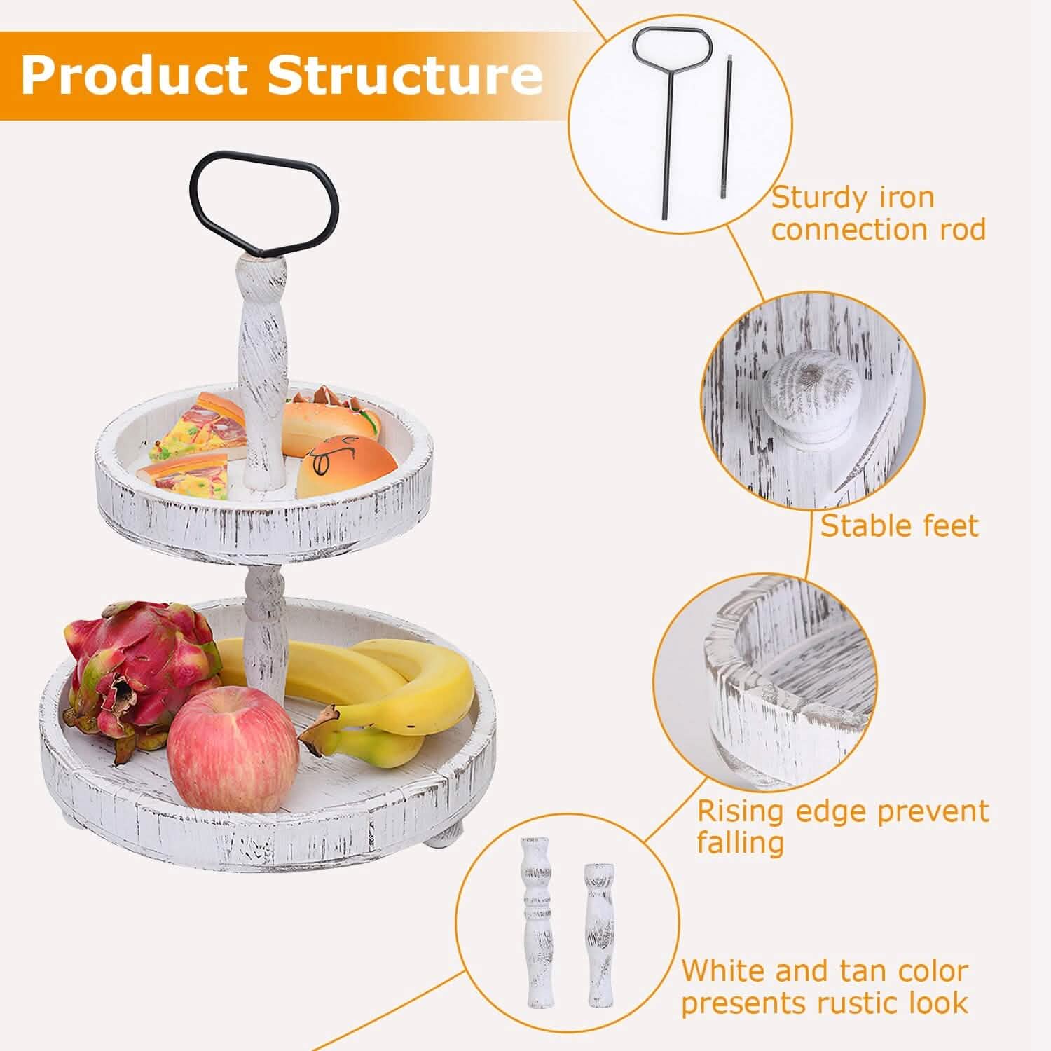 2-Tier Serving Tray Round Farmhouse Kitchen Kitchen Storage - Tophatter Daily Deals
