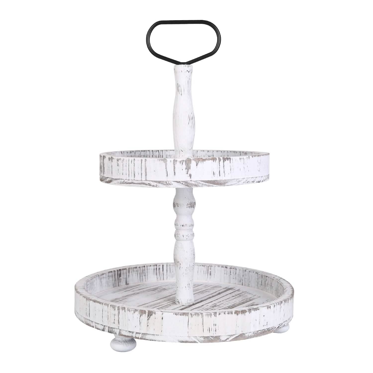 2-Tier Serving Tray Round Farmhouse Kitchen Kitchen Storage - Tophatter Daily Deals