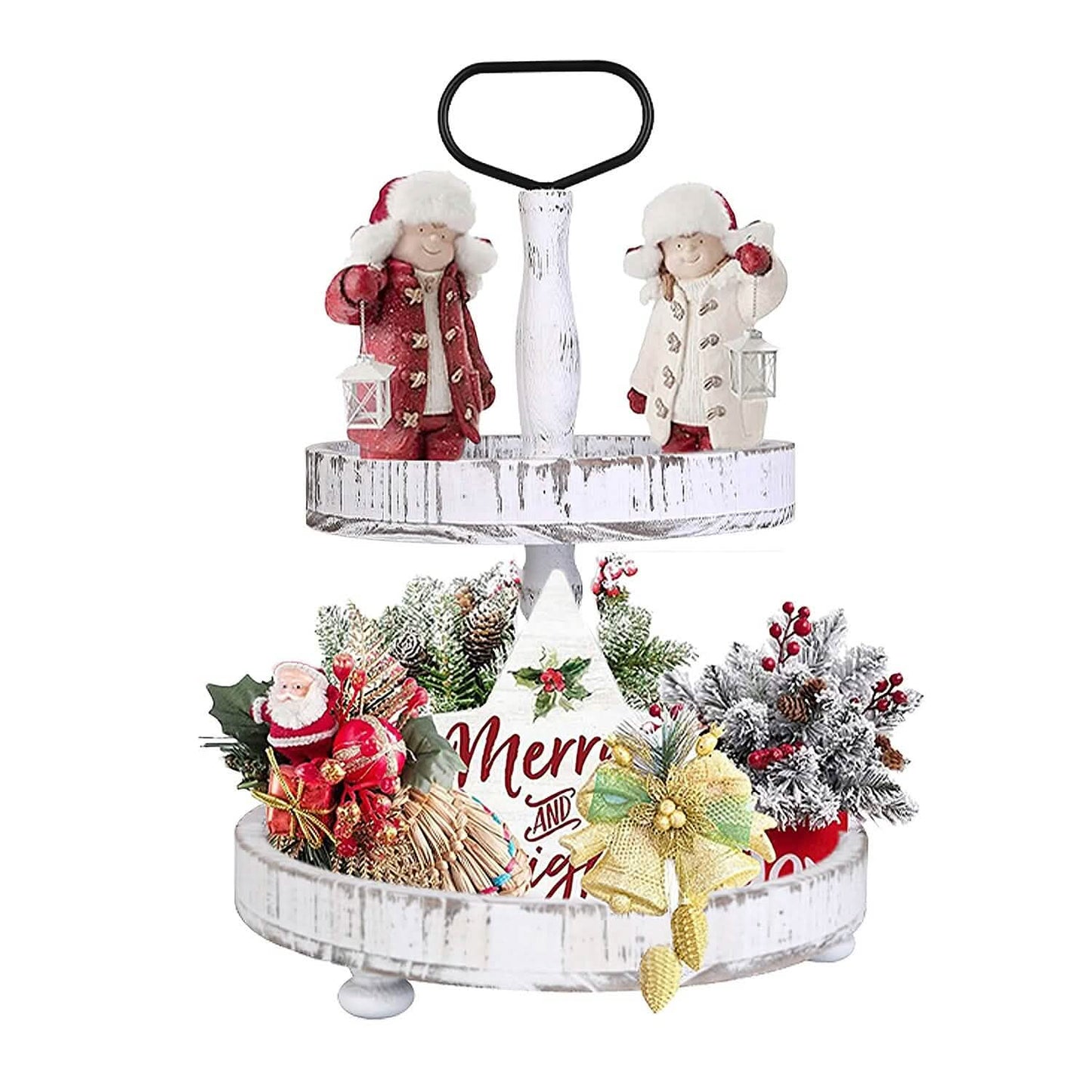 2-Tier Serving Tray Round Farmhouse Kitchen Kitchen Storage - Tophatter Daily Deals
