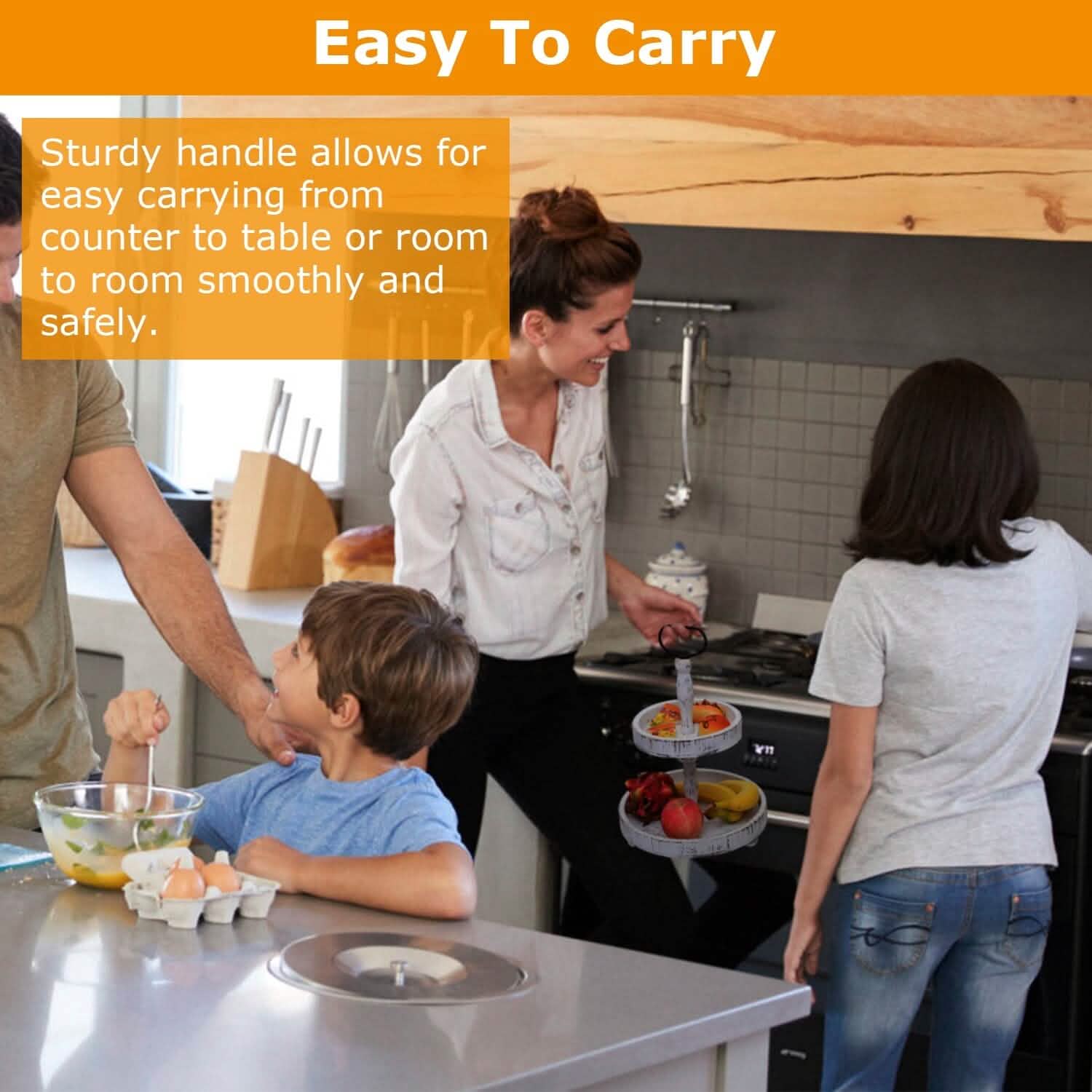 2-Tier Serving Tray Round Farmhouse Kitchen Kitchen Storage - Tophatter Daily Deals