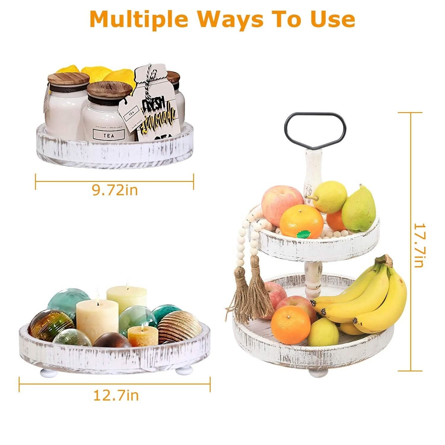 2-Tier Serving Tray Round Farmhouse Kitchen Kitchen Storage - Tophatter Daily Deals