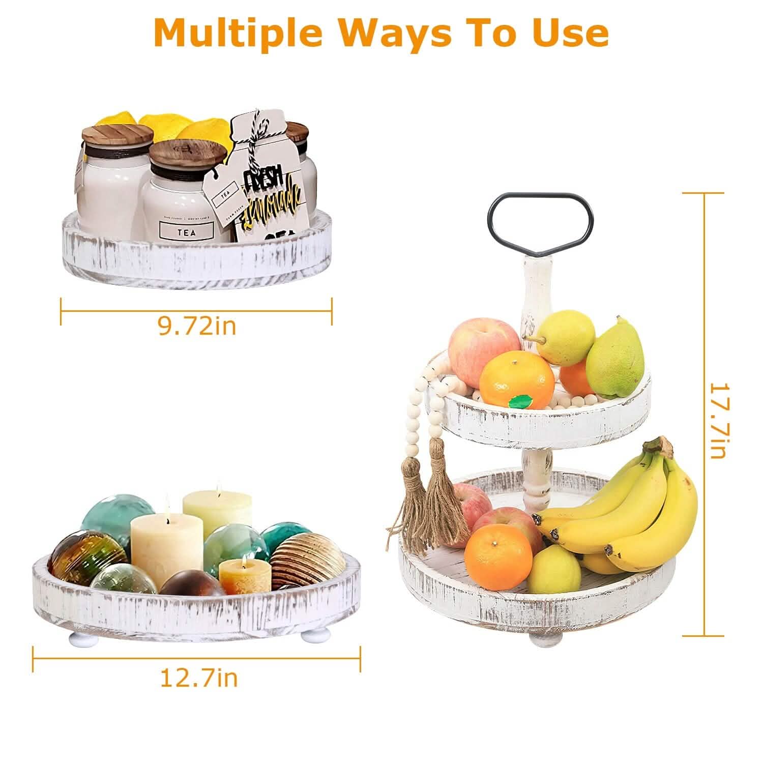 2-Tier Serving Tray Round Farmhouse Kitchen Kitchen Storage - Tophatter Daily Deals