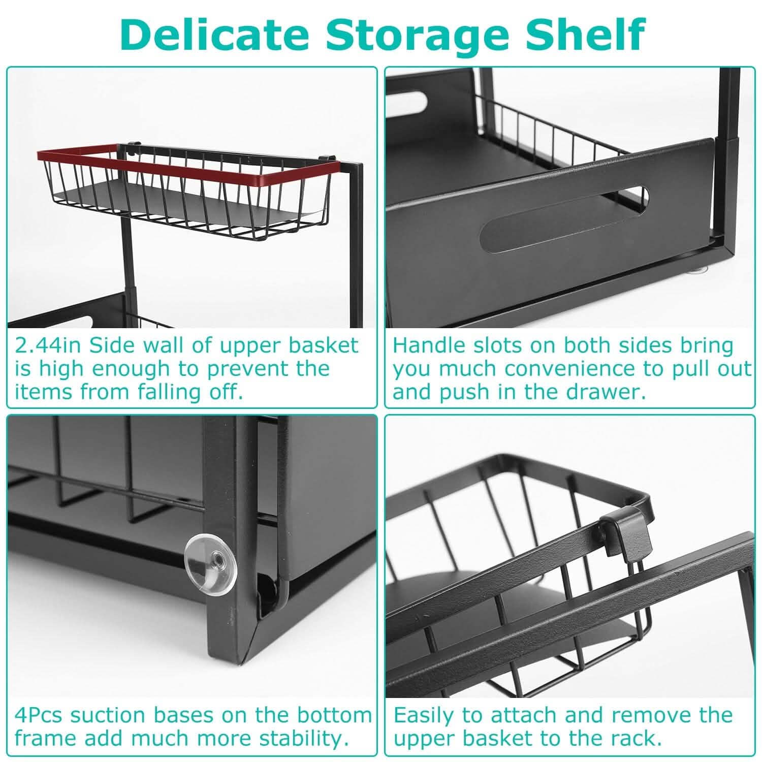 2-Tier Under Sink Organizer Pull Out Basket Storage Kitchen Storage - Tophatter Daily Deals
