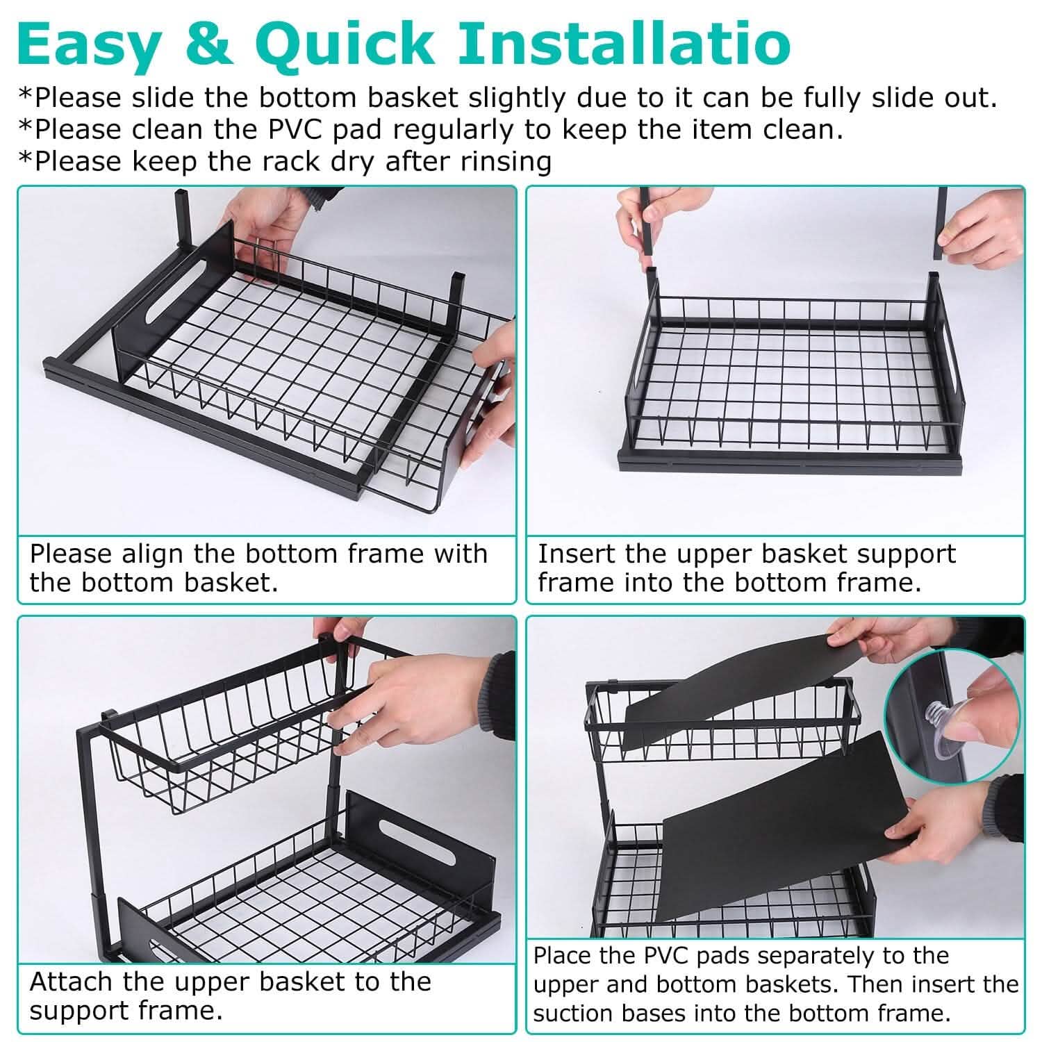 2-Tier Under Sink Organizer Pull Out Basket Storage Kitchen Storage - Tophatter Daily Deals