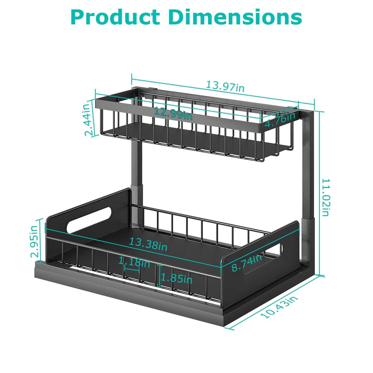 2-Tier Under Sink Organizer Pull Out Basket Storage Kitchen Storage - Tophatter Daily Deals