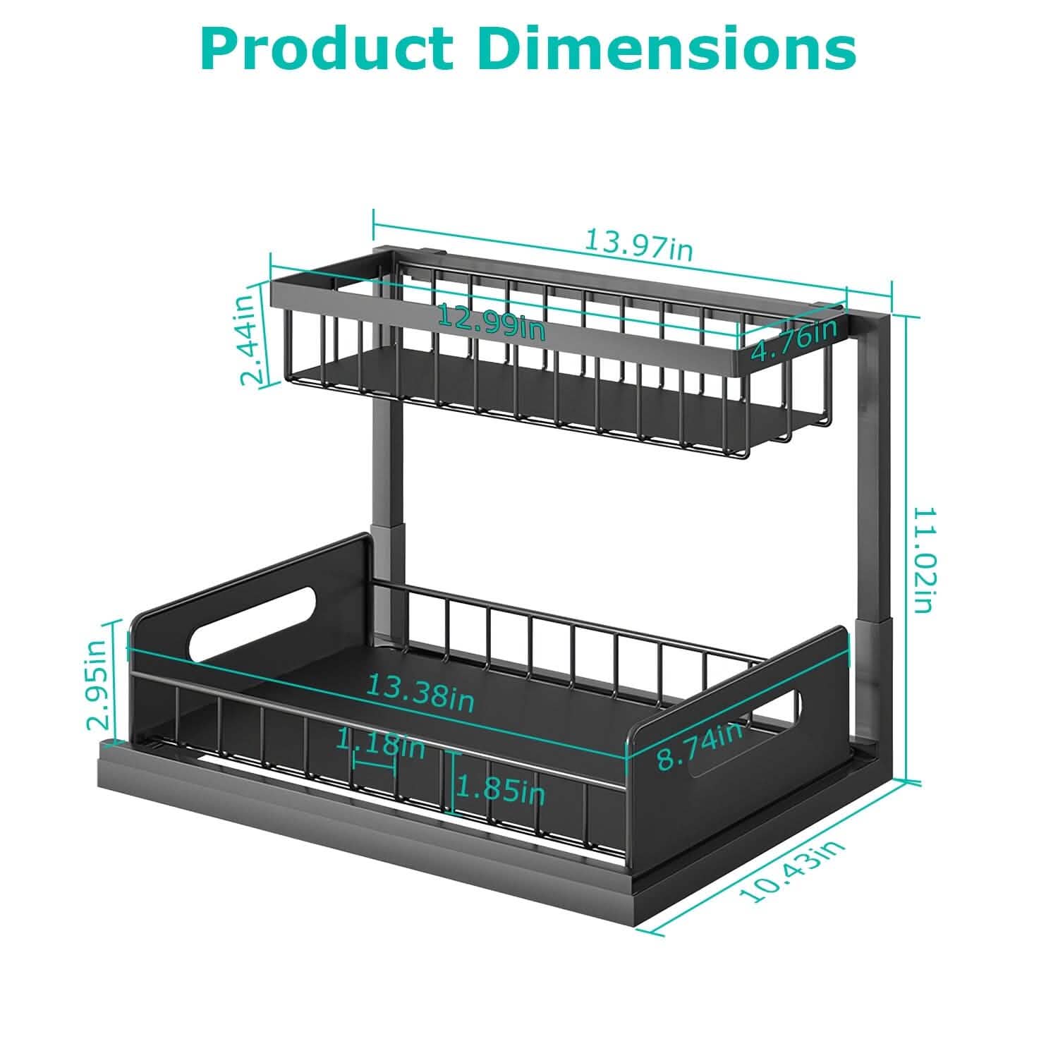 2-Tier Under Sink Organizer Pull Out Basket Storage Kitchen Storage - Tophatter Daily Deals