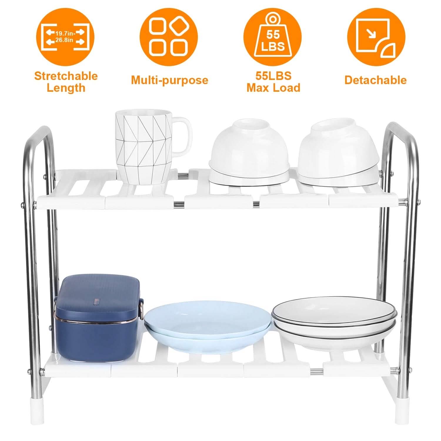 2-Tier Under Sink Organizer Retractable Kitchen Rack Holder Kitchen Storage - Tophatter Daily Deals