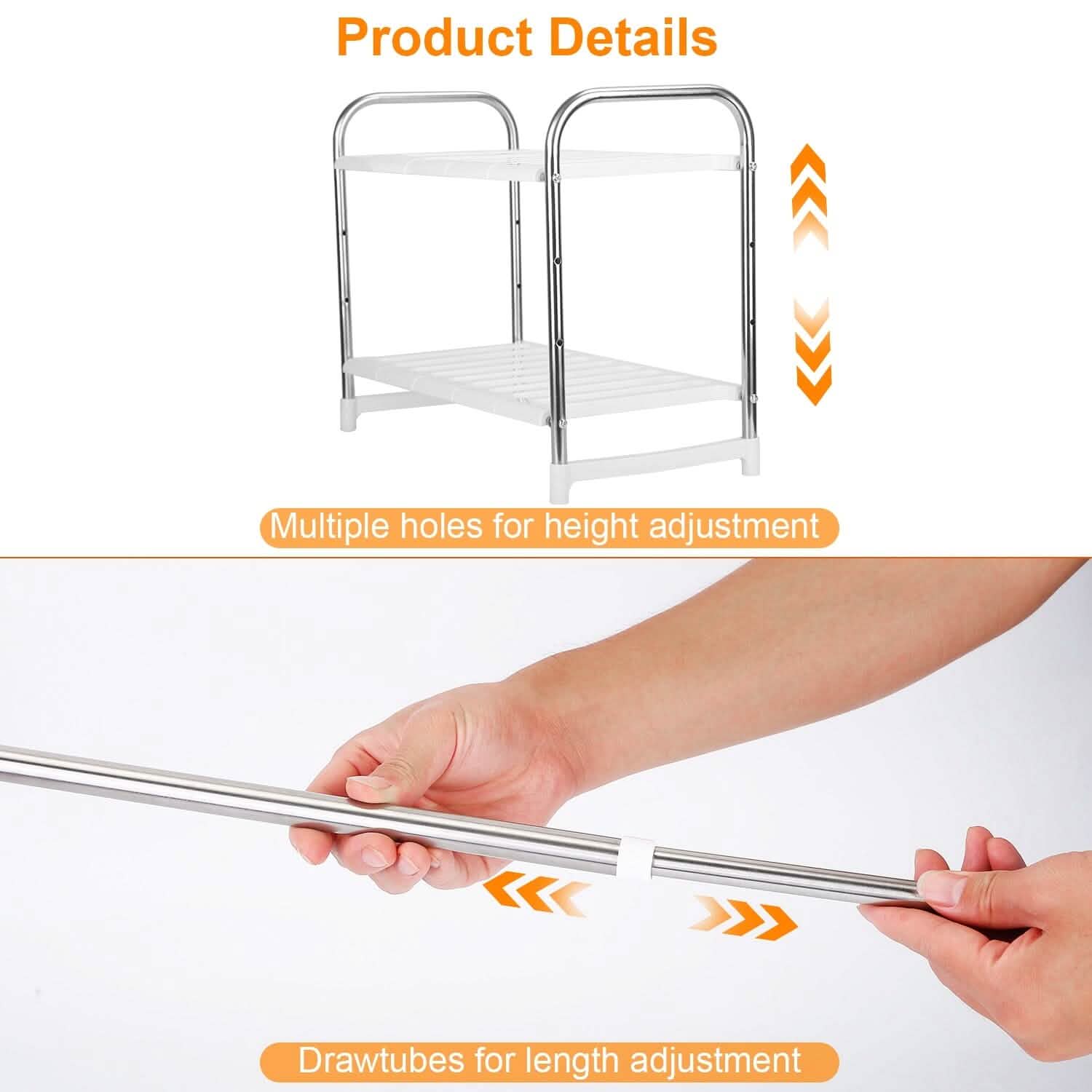 2-Tier Under Sink Organizer Retractable Kitchen Rack Holder Kitchen Storage - Tophatter Daily Deals