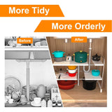 2-Tier Under Sink Organizer Retractable Kitchen Rack Holder Kitchen Storage - Tophatter Daily Deals