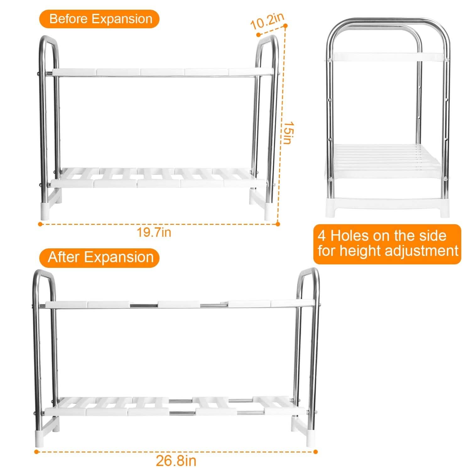 2-Tier Under Sink Organizer Retractable Kitchen Rack Holder Kitchen Storage - Tophatter Daily Deals
