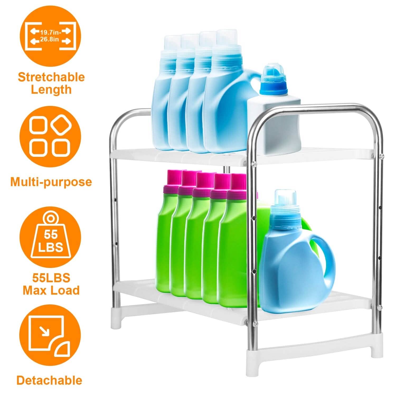 2-Tier Under Sink Organizer Retractable Kitchen Rack Holder Kitchen Storage - Tophatter Daily Deals