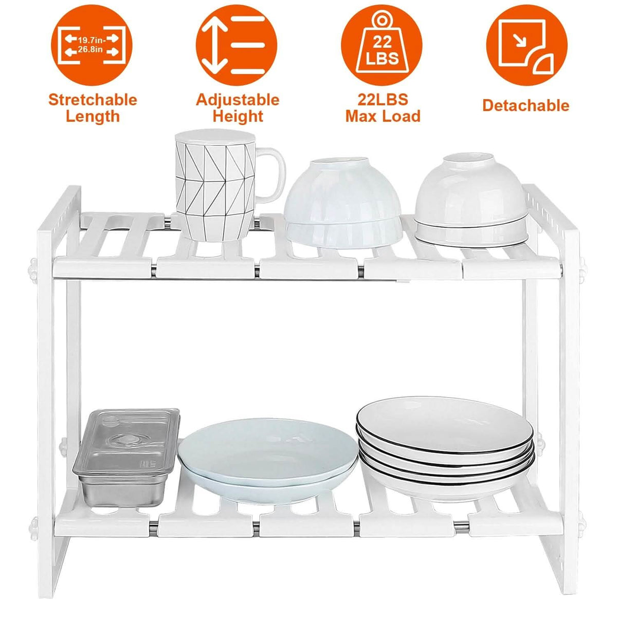 2-Tier Under Sink Organizer Retractable Space Saving Storage Kitchen Storage - Tophatter Daily Deals