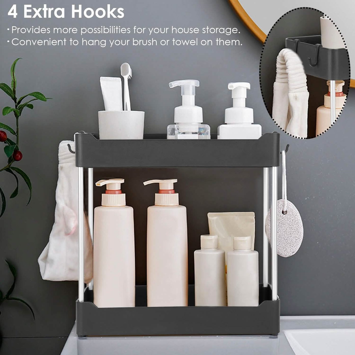 2-Tier Under Sink Shelf Organizer Storage & Organization - Tophatter Daily Deals