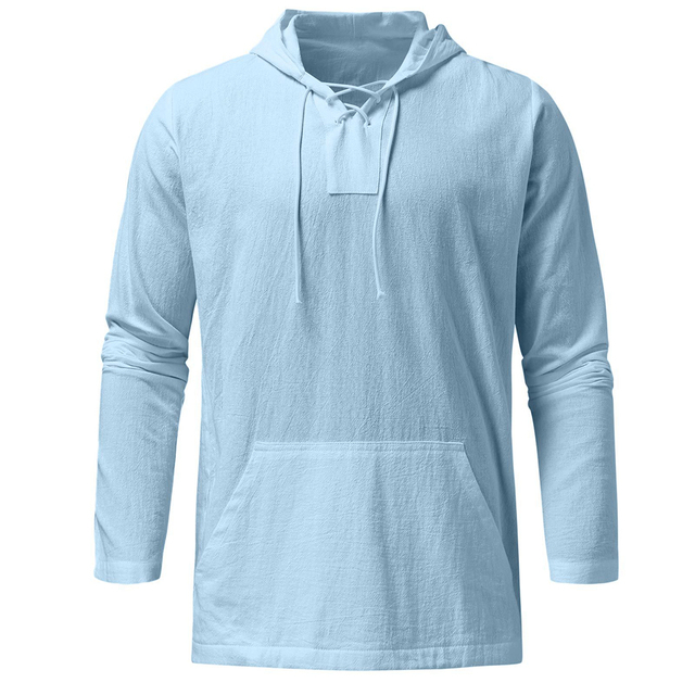 Lightweight Casual Mens Pullover - Laceup V Neck, Linen - Tophatter Daily Deals