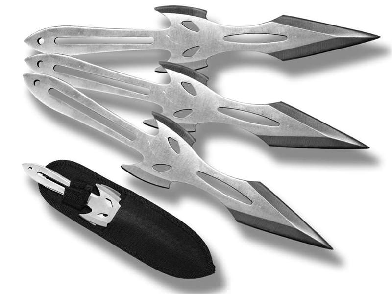 3 Pcs 8 Inch Overall DEVIL Throwing Knives Set With Sheath - TOPHATTER'S ARMORY DEALS Collectible Weapons - Tophatter Daily Deals