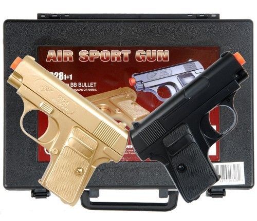 Gold and Black Dueling Set Airsoft Pistol Handguns Gun With Case - TOPHATTER'S ARMORY DEALS Collectible Weapons - Tophatter Daily Deals