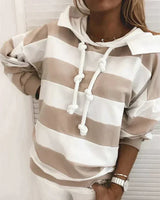 Soft Women’s Hooded Pullover - Striped Relaxed Cotton, Casual - Tophatter Daily Deals
