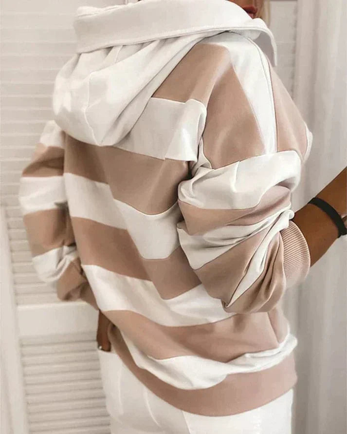 Soft Women’s Hooded Pullover - Striped Relaxed Cotton, Casual - Tophatter Daily Deals