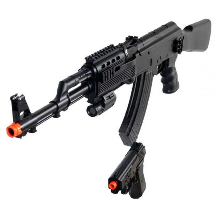 Tactical AK-47 Spring Rifle - Full Stock with Bonus Spring Pistol Collectible Weapons - Tophatter Daily Deals