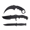 3 Pc Combo CSGO Black Tactical Fixed Blade Knife Set - Karambit, Huntsman, Combat Knife - TOPHATTER'S ARMORY DEALS Collectible Weapons - Tophatter Daily Deals